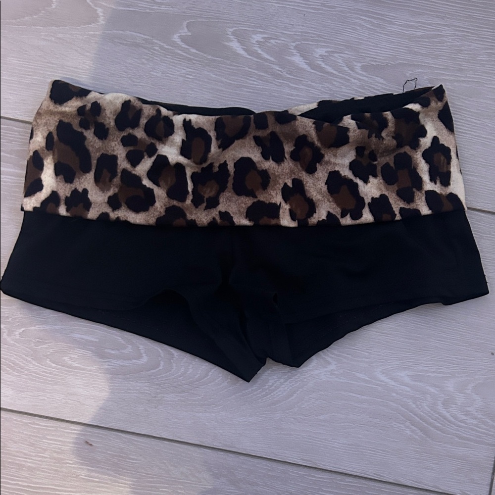 Leopard Print and Black Shorts